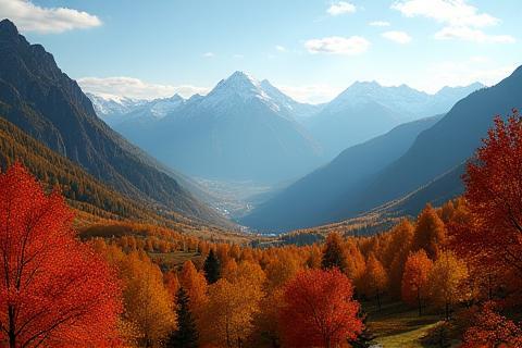 Herbstbäume in den Schweizer Alpen.